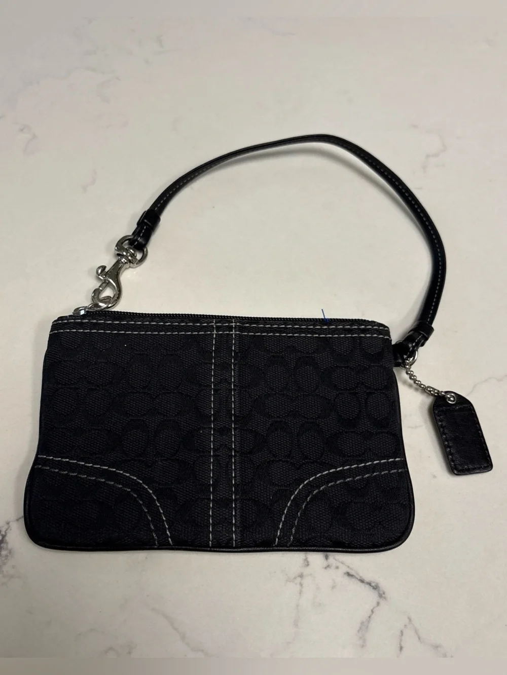 Coach Black Wristlet Clutch with Contrast Stitching